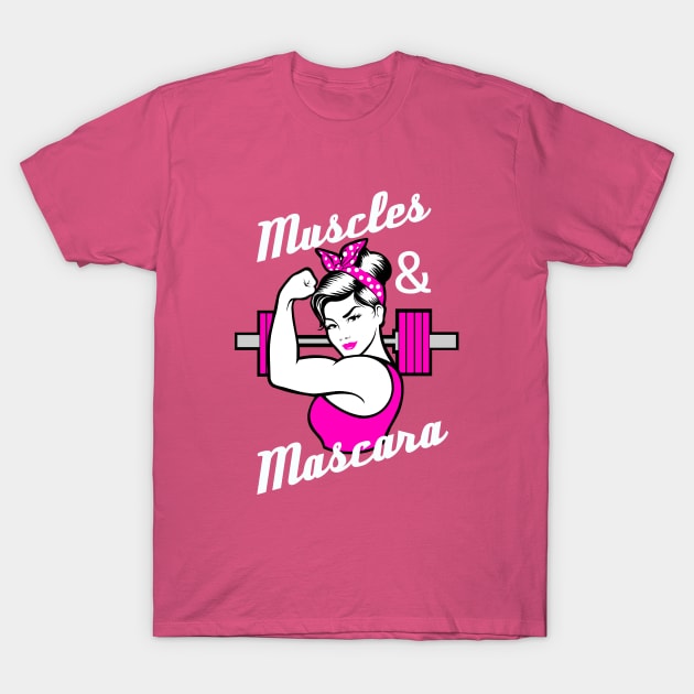 Muscles and Mascara barbell girl T-Shirt by TimAddisonArt